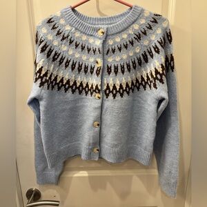 NWT Jessica Simpson Blue Nordic Fair Isle Patterned cozy Sweater - S